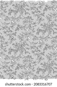 Flower and line pattern for fabric print, texture, tile, background use