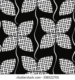 Flower line pattern, mesh, curve, seamless vector background.