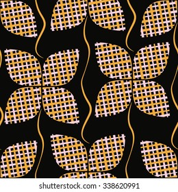 Flower line pattern, mesh, curve, seamless vector background.