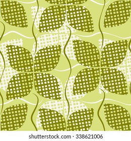 Flower line pattern, mesh, curve, seamless vector background.
