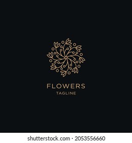 Flower line premium, with line art style logo template