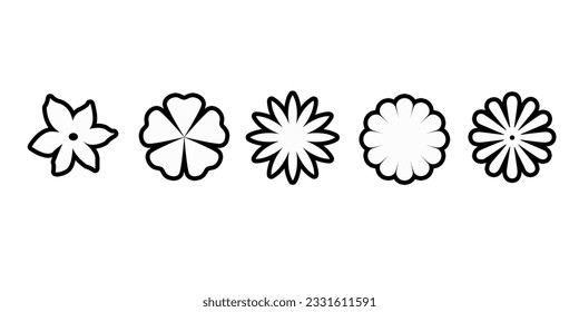 Conjunto de iconos de la línea de flores.  Vector aislado en blanco.