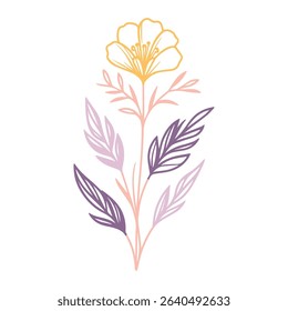 flower line sketch with simple petal details.botanical illustration for modern packaging.floral art for lifestyle and home applications

