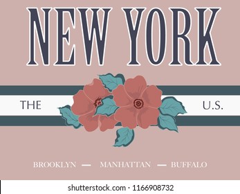 flower line slogan art vector 