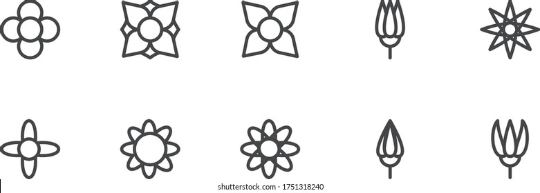 flower Line Style Icon Set