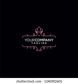 flower line vector emblem label 