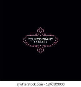 flower line vector emblem label 