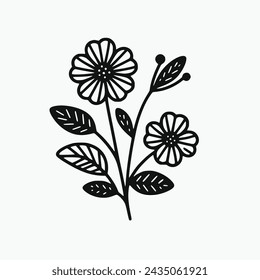 Flower line vector hand drawn isolated on background