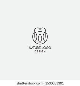 flower linear logo template. cosmetic, natural icon - vector
