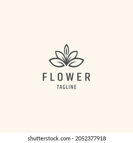 Flower lineares Premium-Logo, mit flacher Logo-Vorlage.