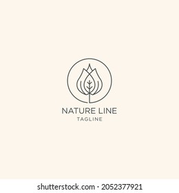 Logotipo premium lineal de las flores, con plantilla de logotipo de estilo plano.