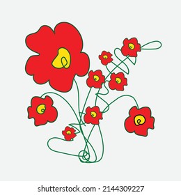 Flower lines for abstract design, decorative illustrations