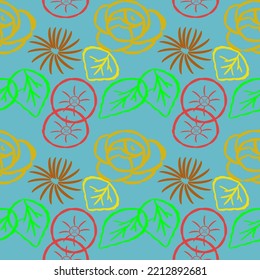 líneas de flores y fondo azul