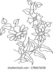 Flower lines illustration. Abstract vector flower on the white background