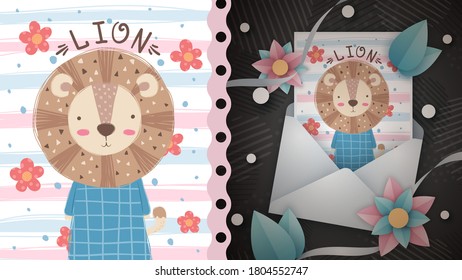 Flower lion king - idea for greeting card.