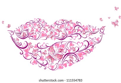 Flower lips with butterflies