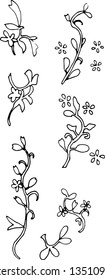 Flower. Little tree icon vector. Sketch vintage design. Illustration for posters decoration.