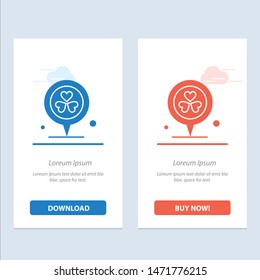 Flower, Location, Pin, Heart  Blue and Red Download and Buy Now web Widget Card Template
