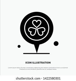 Flower, Location, Pin, Heart solid Glyph Icon vector