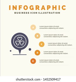 Flower, Location, Pin, Heart Solid Icon Infographics 5 Steps Presentation Background