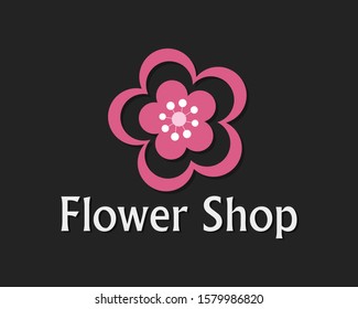  Flower Logo abstract Beauty brand Linear style. Looped Leaves Logotype design vector Luxury Fashion template.