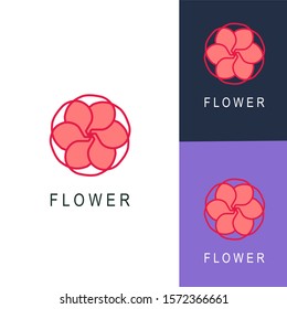 Flower Logo abstract Beauty Spa salon Cosmetics brand Linear style. Looped Leaves Logotype design vector Luxury Fashion template. Landing page template. Easy to edit and customize. Vector illustration