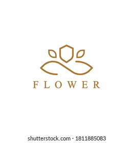 Flower Logo abstract Beauty Spa salon Cosmetics brand Linear style. Logotype design vector Luxury Fashion template.