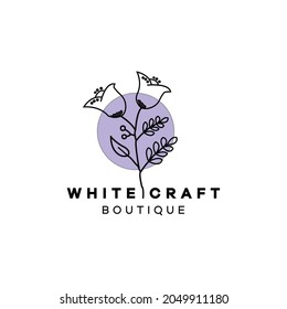 flower logo abstract Beauty Spa salon Cosmetics brand Linear style with lettering hand made. Vector flat illustrations. Modern and stylish badge., made with love, craft product on white