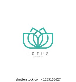 Flower Logo abstract design vector template. Lotus SPA icon. Cosmetics Hotel Garden Beauty salon Logotype concept.