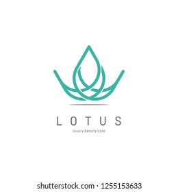 Flower Logo abstract design vector template. Lotus SPA icon. Cosmetics Hotel Garden Beauty salon Logotype concept.
