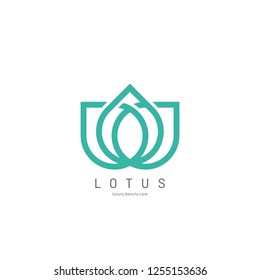 Flower Logo abstract design vector template. Lotus SPA icon. Cosmetics Hotel Garden Beauty salon Logotype concept.