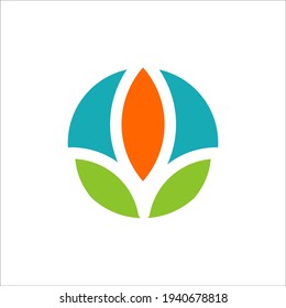 Flower logo abstract icon. design template. Flourish plant flat style. Stock Vector illustration isolated