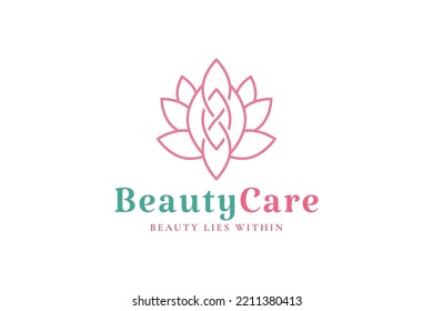 Logo de flores con forma abstracta para el cuidado de la belleza