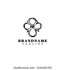 diseño de icono del logo de la flor diseño del icono de dibujos animados lindo negro moderno aislado ilustración del vector