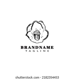 flower logo cartoon icon design unique black modern isolated vector illustration