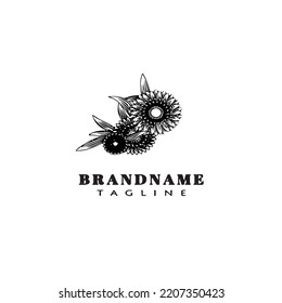 icono de caricatura del logotipo de la flor plantilla simple ilustración de vector aislado negro