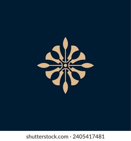 Flower Logo circle abstract design vector template. Lotus SPA icon. Cosmetics Hotel Garden Beauty salon Logotype concept.