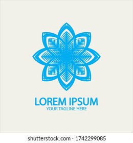 Logo de las flores. El logo circular. Logo de la flor. Flor estilizada. El nombre de la marca, el emblema, Mandala.boutique. 