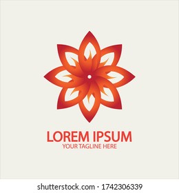 Blumenlogo. Das kreisförmige Logo. Logo der Blume. Stilvolle Blume. Petalen. Das Markenzeichen. Mandala.boutique.beauty.flower shop.