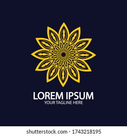 Logo de las flores. El logo circular. Logo de la flor. Flor estilizada. Pétalos. El emblema de la marca. Tienda de flores Mandala.boutique.beauer.