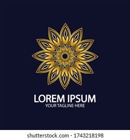Logo de las flores. El logo circular. Logo de la flor. Flor estilizada. Pétalos. El emblema de la marca. Tienda de flores Mandala.boutique.beauer.