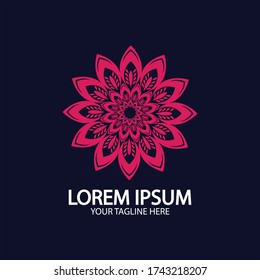 Logo de las flores. El logo circular. Logo de la flor. Flor estilizada. Pétalos. El emblema de la marca. Tienda de flores Mandala.boutique.beauer.