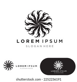 Flower logo. The circular logo. Logo of the flower. Stylized flower. Petals. 