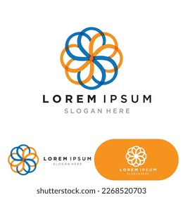 Flower logo. The circular logo. Logo of the flower. Stylized flower. Petals. 