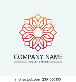 Flower logo The circular  Logo of the flower. Stylized flower. Petals. Simple  The brand name  emblem  Mandala Logo boutique. 
