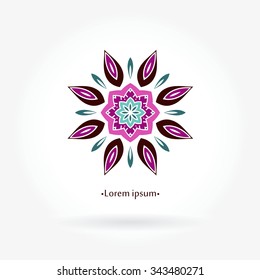 Flower logo. The circular logo. Logo of the flower. Stylized flower. Petals. Simple logo. The brand name, emblem, logo. Mandala. Logo boutique. Logotype for beauty. Logo for flower shop.