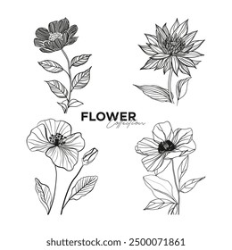 flower logo collection with leaf