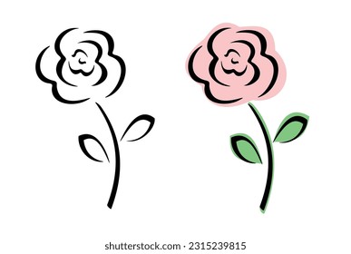 Flower logo collection with leaves. Vector illustration for icon, logo, sticker, printable and tattoo.