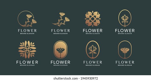 Flower logo collection with modern unique concept Premium Vector