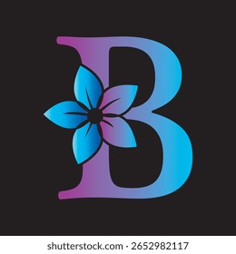 Logotipo de flor combinado com modelo de vetor letra B